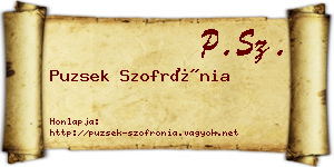 Puzsek Szofrónia névjegykártya